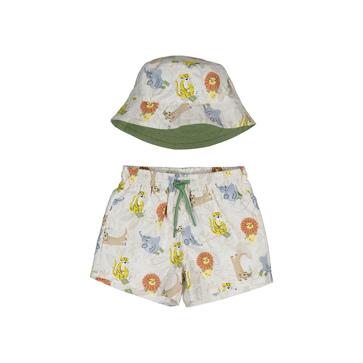 Mayoral Jungle Animals Swim Trunks & Hat Set