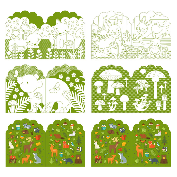 Coloring Book & Stickers Woodland inside