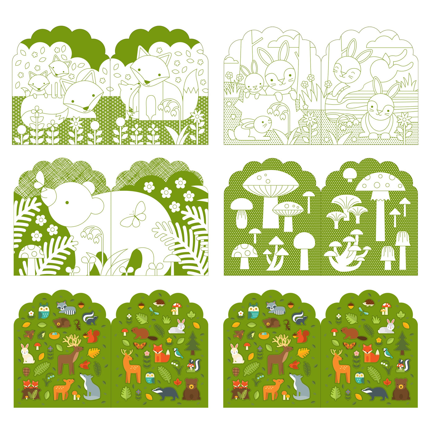 Coloring Book & Stickers Woodland