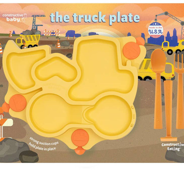 Constructive Eating Truck Suction Plate and Training Utensils package