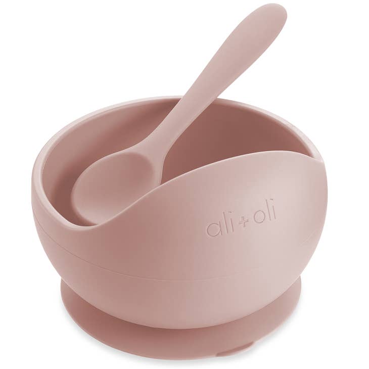 Ali + Oli Silicone Suction Bowl & Spoon Set in blush