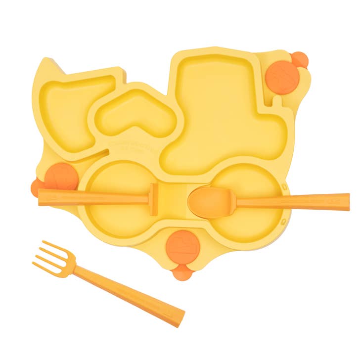 Constructive Eating Truck Suction Plate and Training Utensils pieces