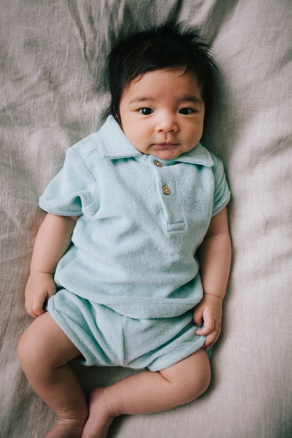 Riffle Amsterdam Zoey Terry Shorts polo model baby