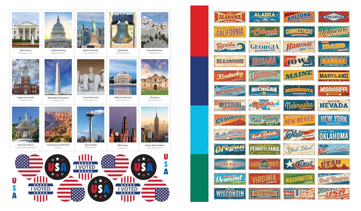 1000 Stickers: USA book states