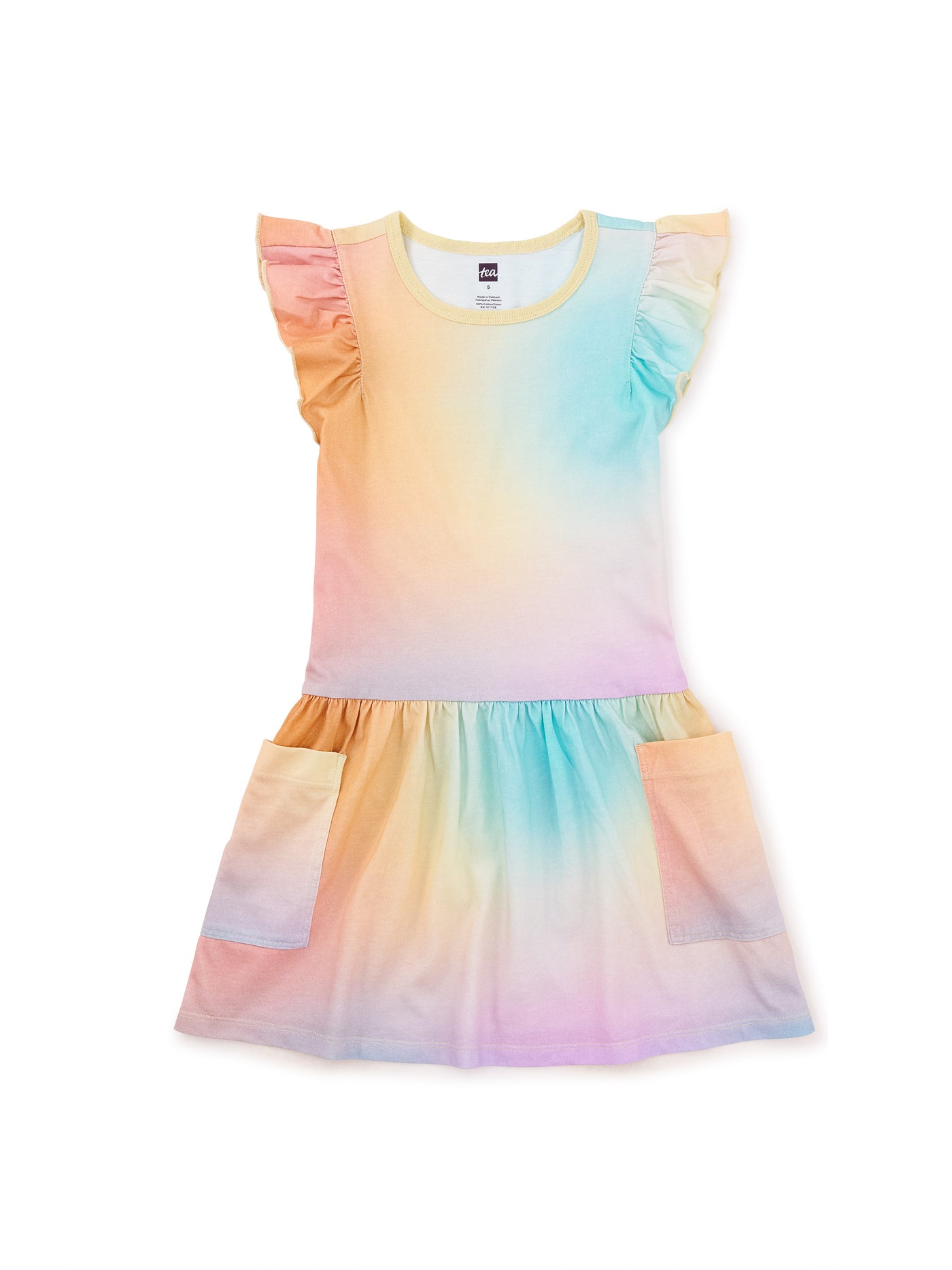 Rainbow Flutter Sleeve Pocket Dress