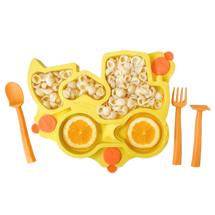 Constructive Eating Truck Suction Plate and Training Utensils