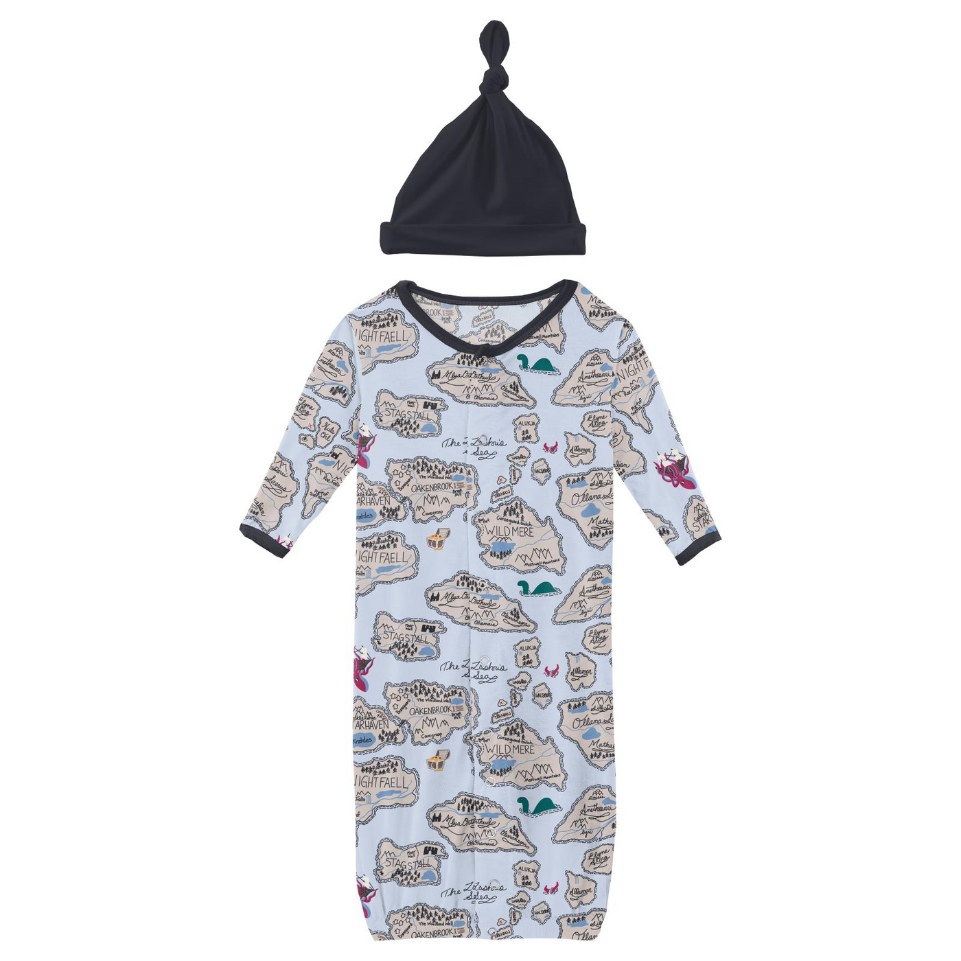 Kickee Pants Pirate Map Convertible Gown & Hat
