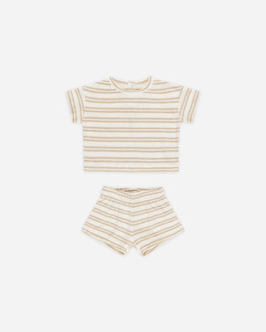 Quincy Mae Oat Stripe Terry Short Set