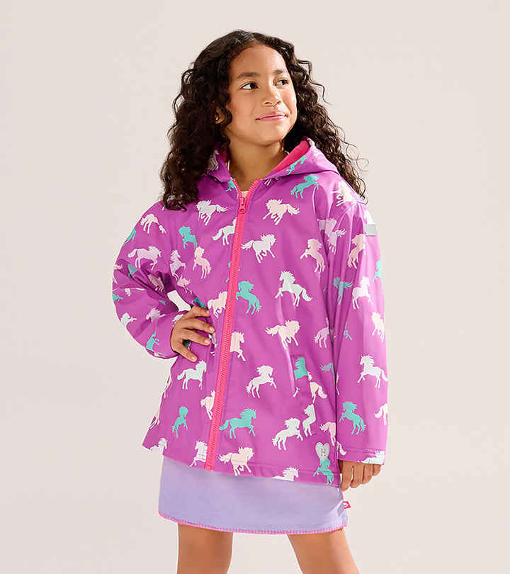 Hatley Leaping Horses Color Changing Rain Jacket model