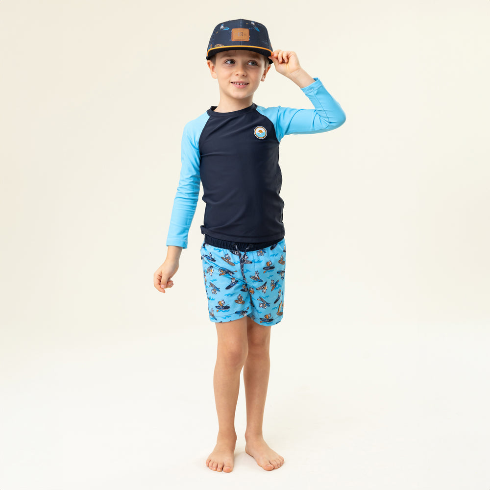 Noruk Surf Dogs Swim Trunks Colorblocked Rash Guard model