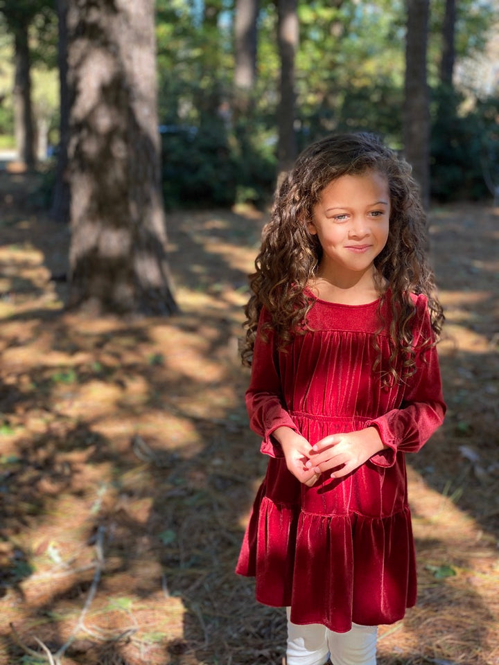 Vignette Bennet Dress in Burgundy model