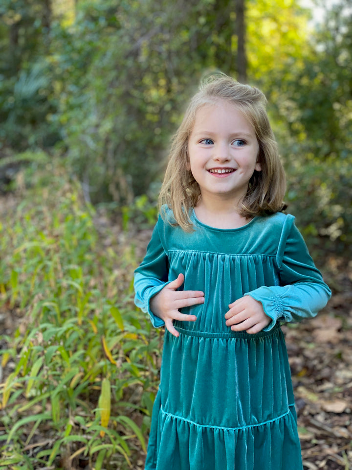 Vignette Bennet Dress in Teal  model