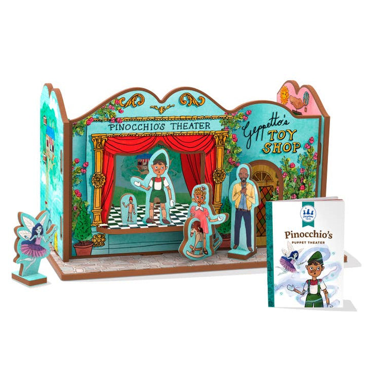 Pinnochio's Puppet Theater Book and Playset inside
