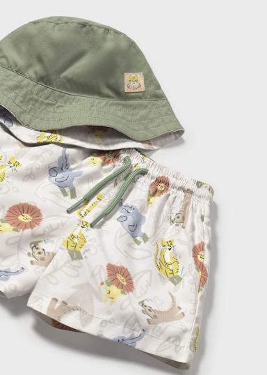Mayoral Jungle Animals Swim Trunks & Hat Set detail