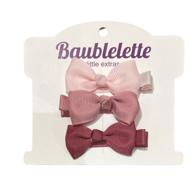 Hair Bow Trio in Pinks