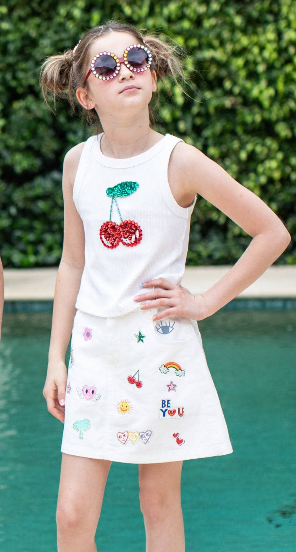 Lola + the Boys Beaded Gem Cherry Tank model