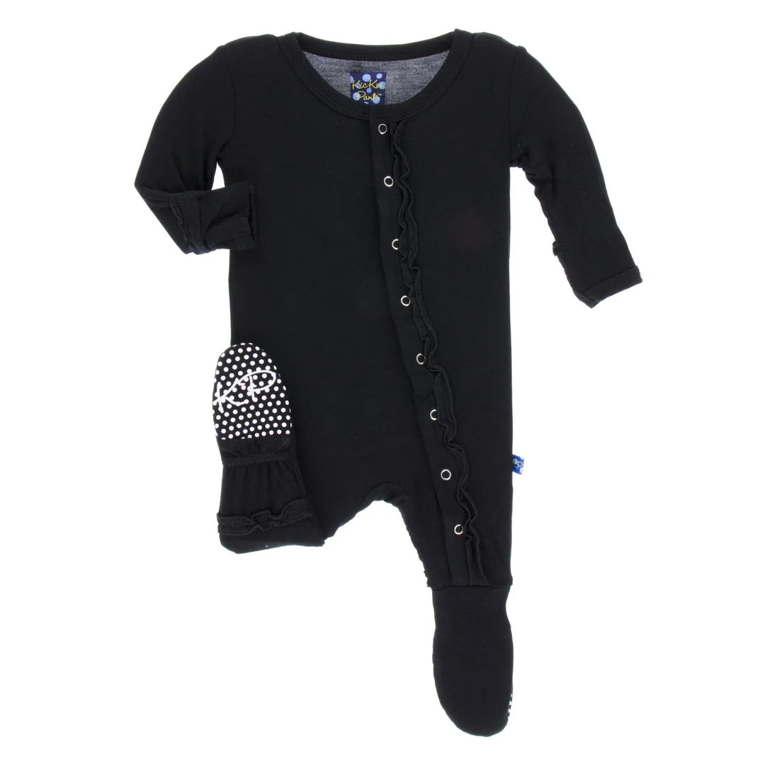 Solid Muffin Ruffle Footie in Midnight