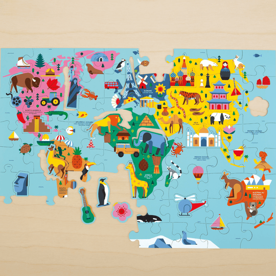 Mudpuppy Map of the World Geography Puzzle incomplete