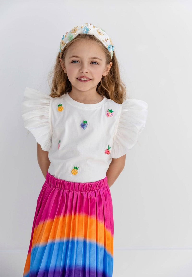 Lola + The Boys Fruity Fun Ruffle Tee  model
