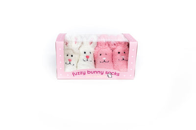 Fuzzy Bunny Socks in Pink & White