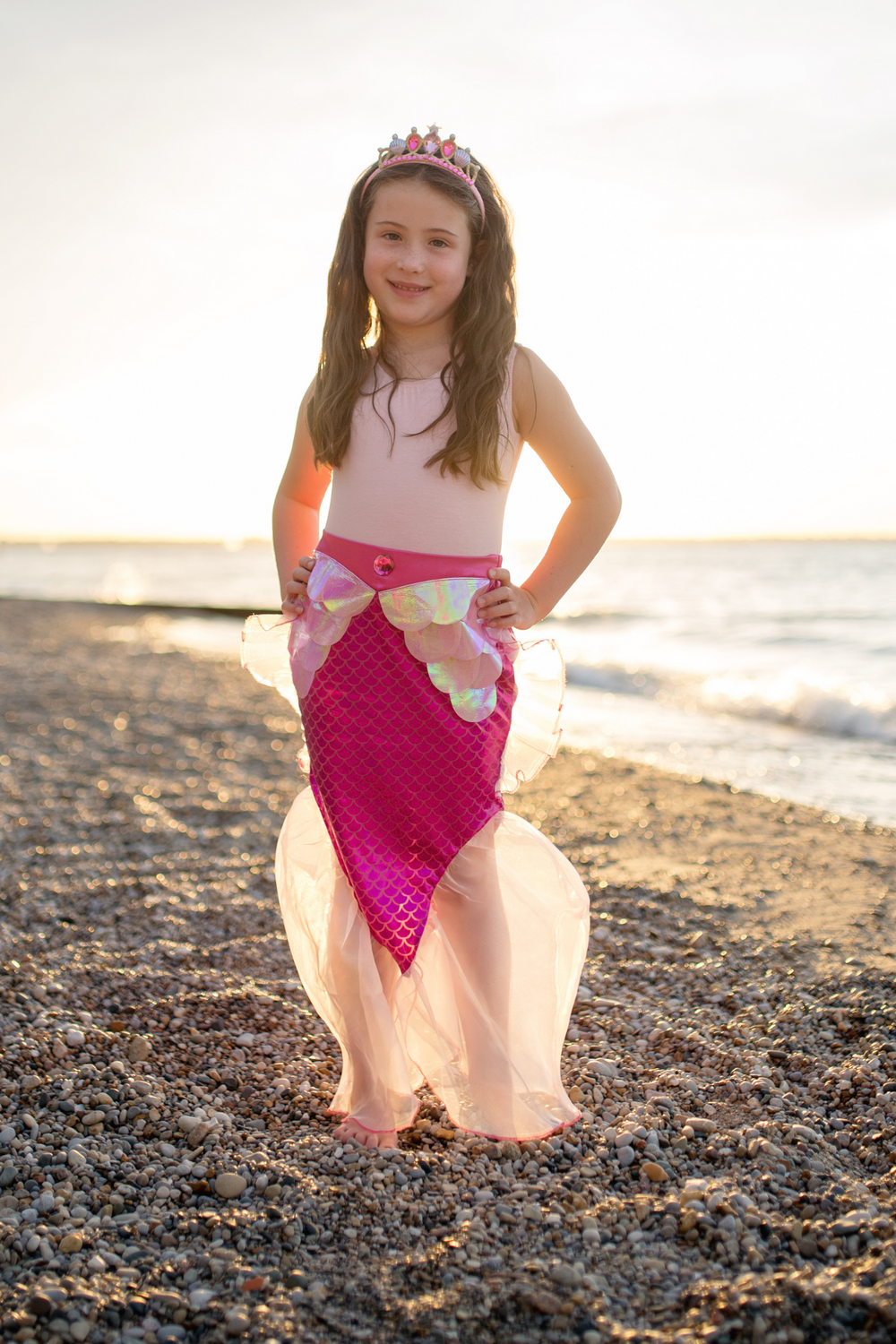 Great Pretenders Mermaid Glimmer Pink Skirt and Headband Set model