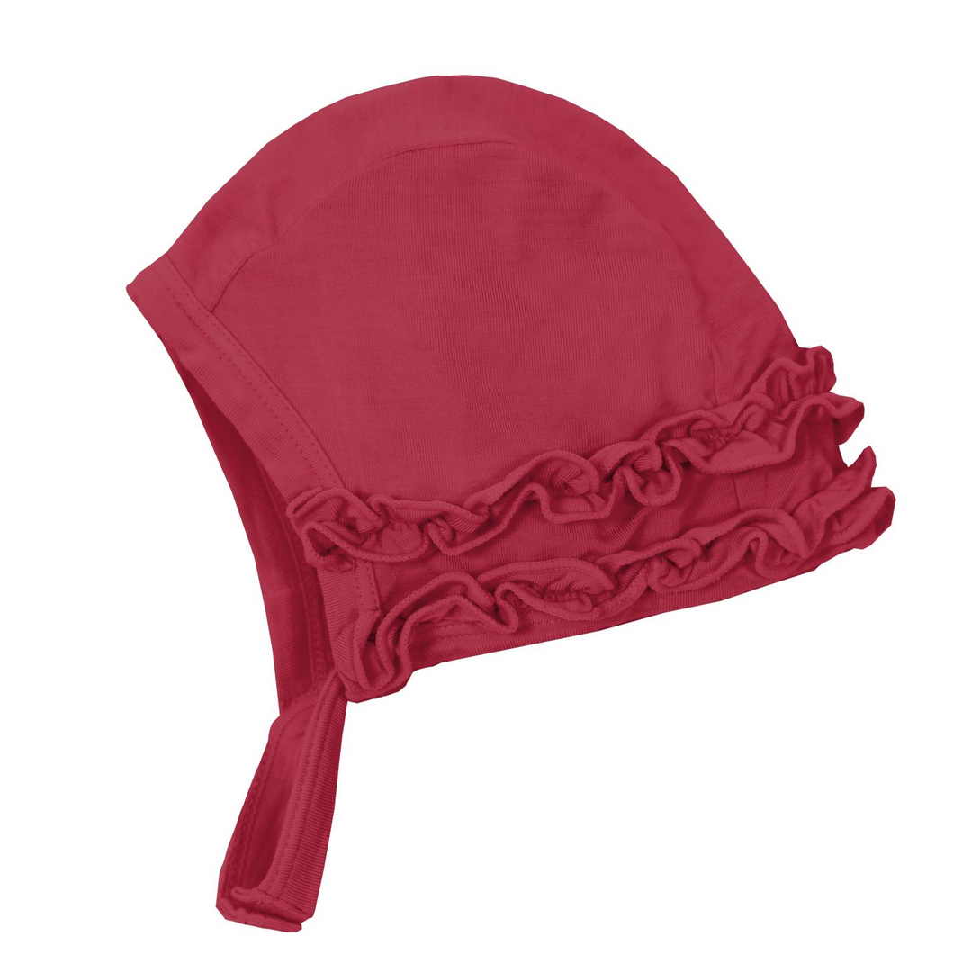 Kickee Pants Ruffle Bonnet in Crimson