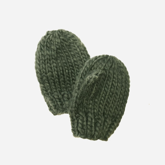 The Blueberry Hill Classic Hand Knit Mittens in Olive