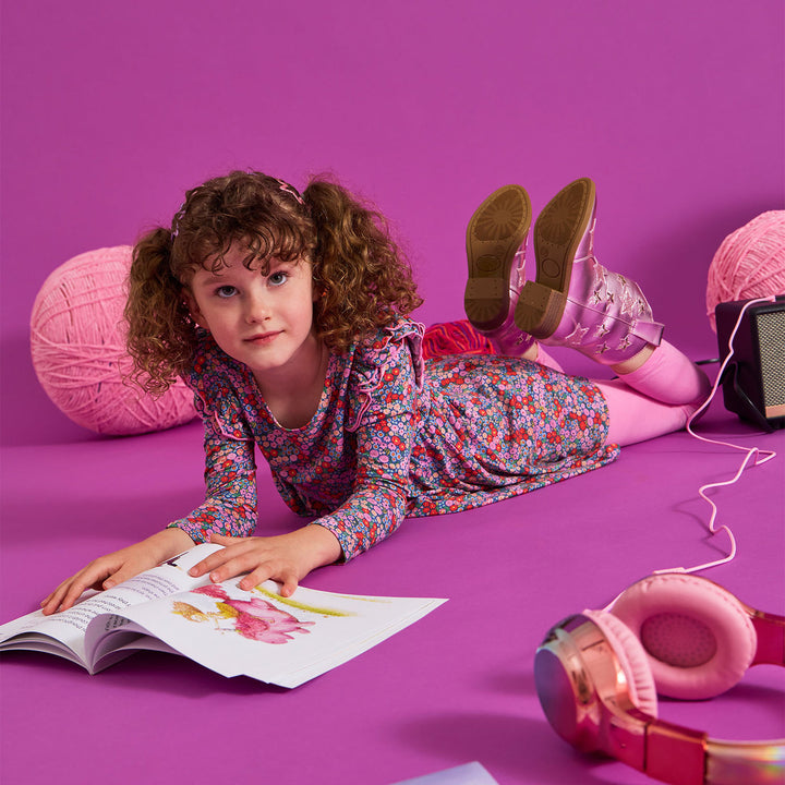 Magnetic Me Gilded Lilly Dress & Leggings Set model floor