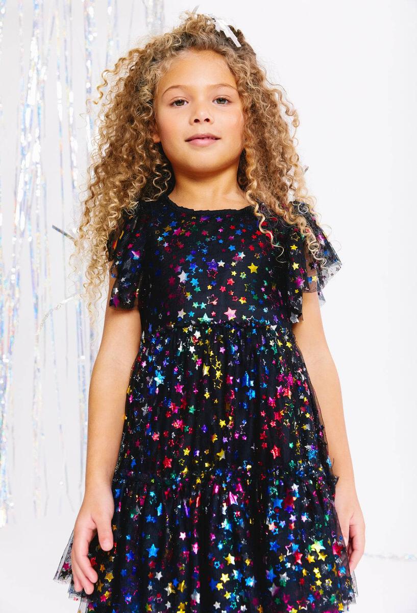 Lola + The Boys Shining Rainbow Tulle Dress model