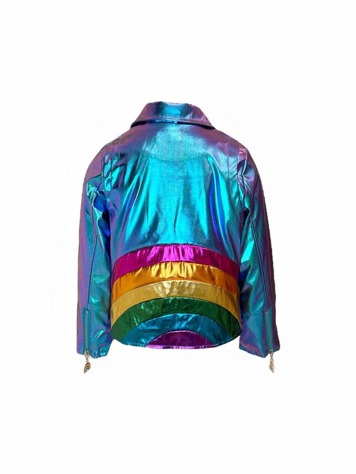 Lola + The Boys Metallic Rainbow Sky Jacket  back