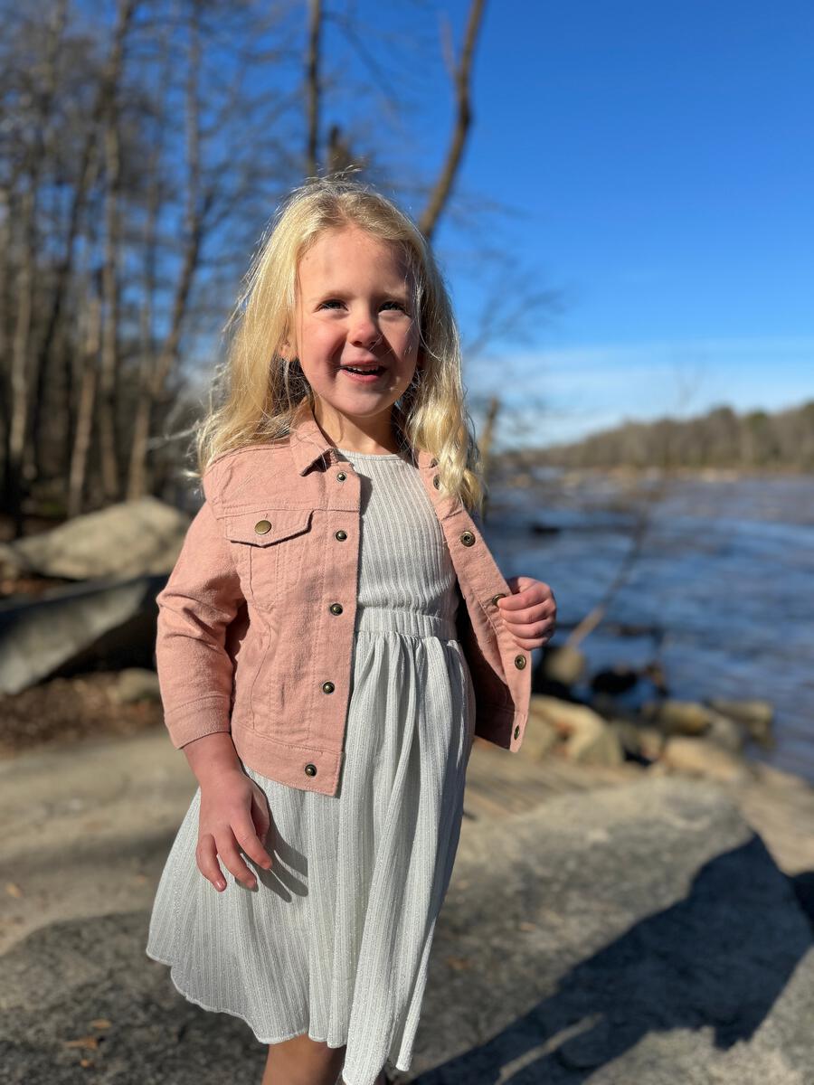 Vignette Wyatt Jacket in Pink Sunset  model open