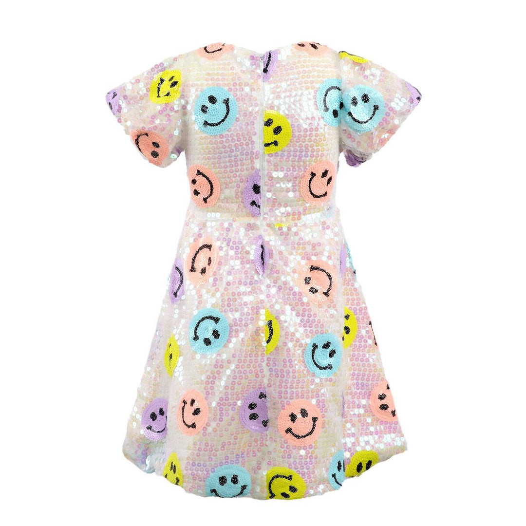 Lola & The Boys Rainbow Emoji Sequin Dress back