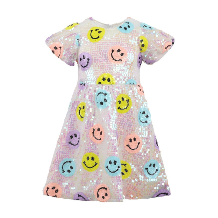 Lola & The Boys Rainbow Emoji Sequin Dress 