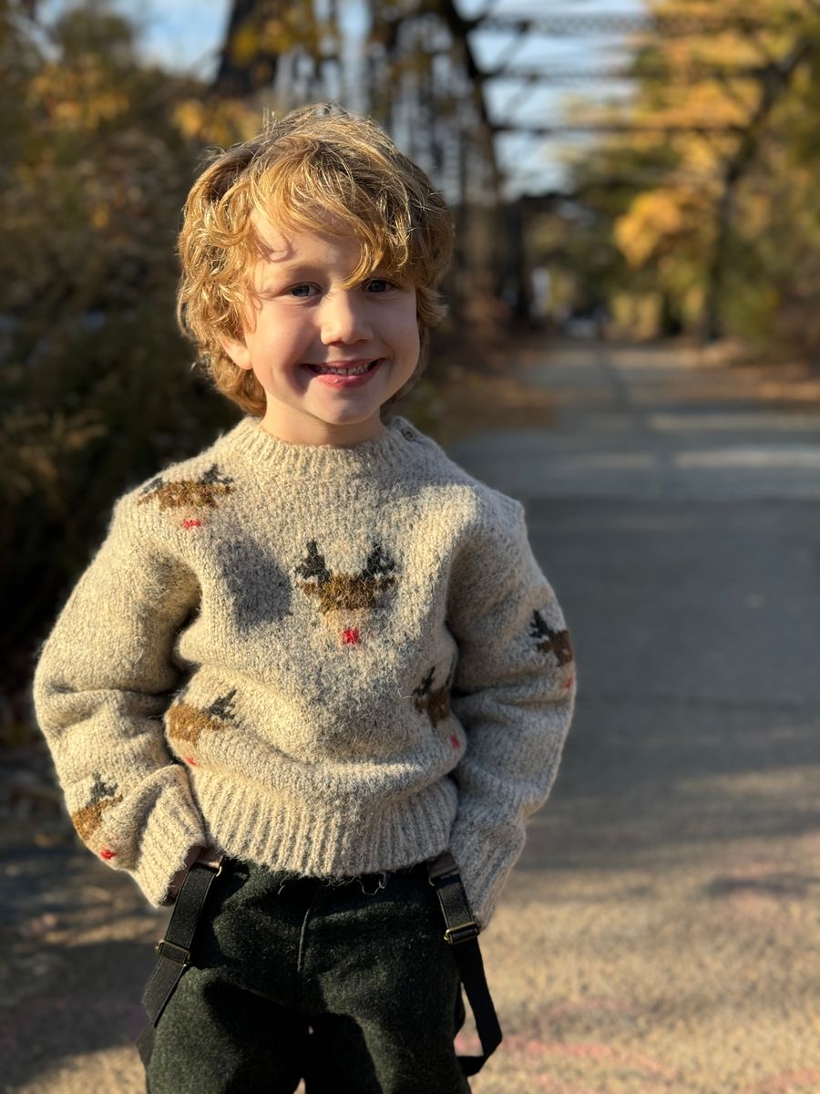 Me and Henry Rudy Reindeer Sweater model pavement