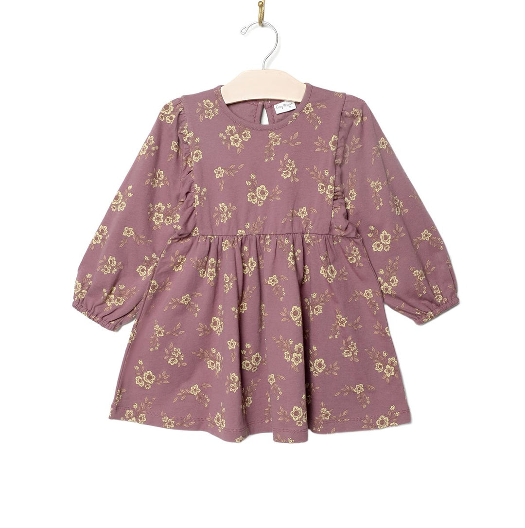 City Mouse Orchid Blooms Puff Sleeve Dress