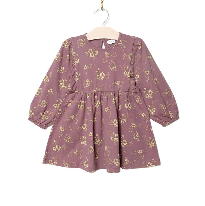 City Mouse Orchid Blooms Puff Sleeve Dress