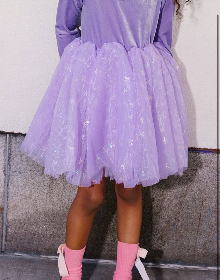 Lola & The Boys Lavender Ballerina Bow Dress close