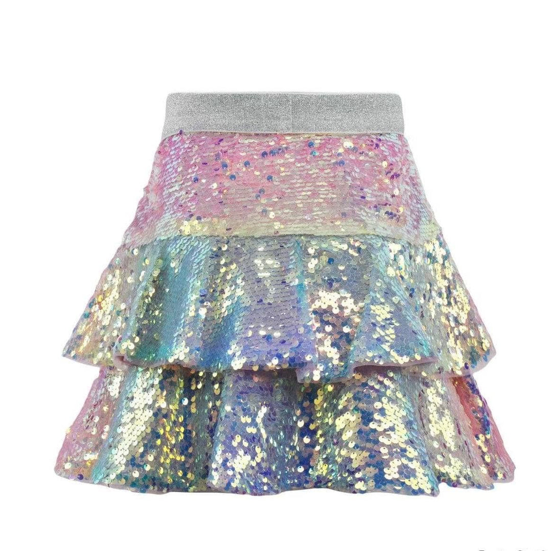 Lola & The Boys Sequin Ombre Ruffle Skirt