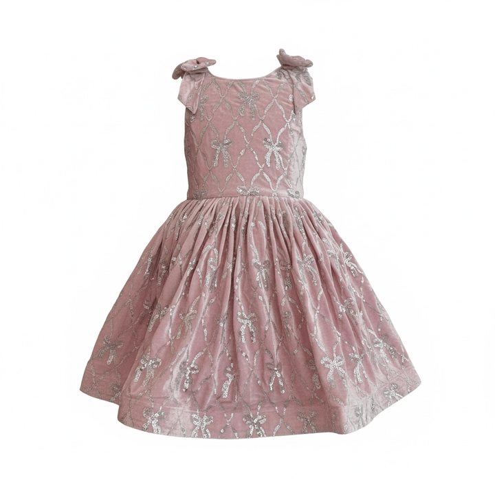 Lola & the Boys Velvet Shimmer Bow Dress