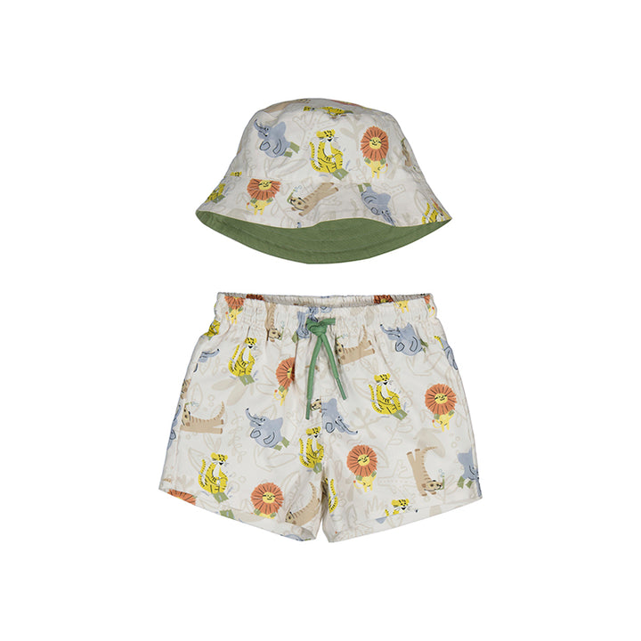 Jungle Animals Swim Trunks & Hat Set