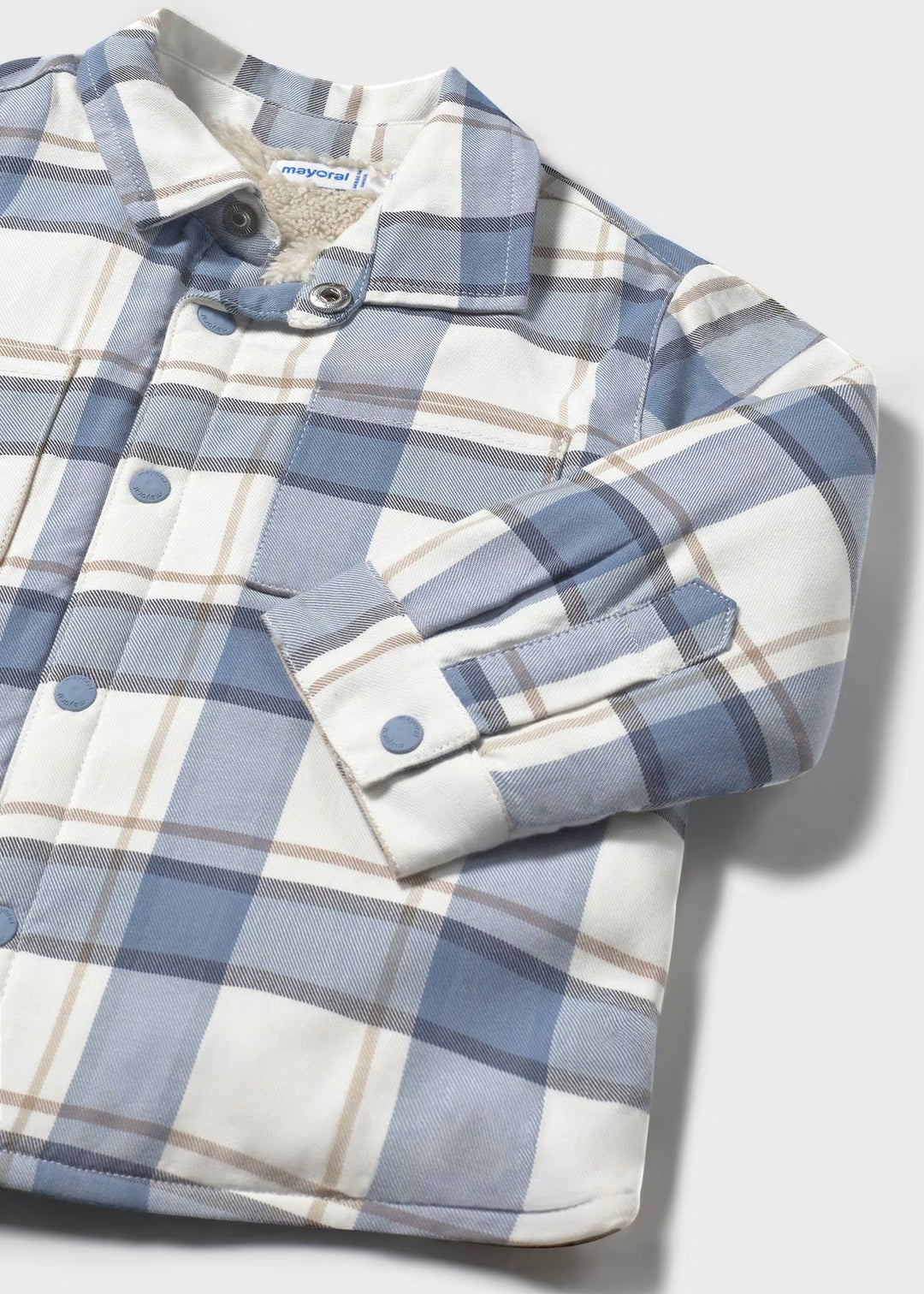 Mayoral Blue Plaid Shacket detail