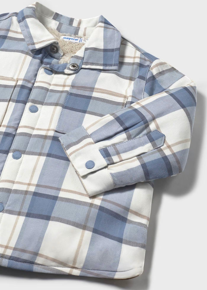Mayoral Blue Plaid Shacket detail