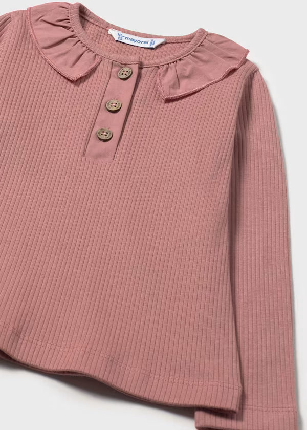 Mayoral Clay Ribbed Top detail