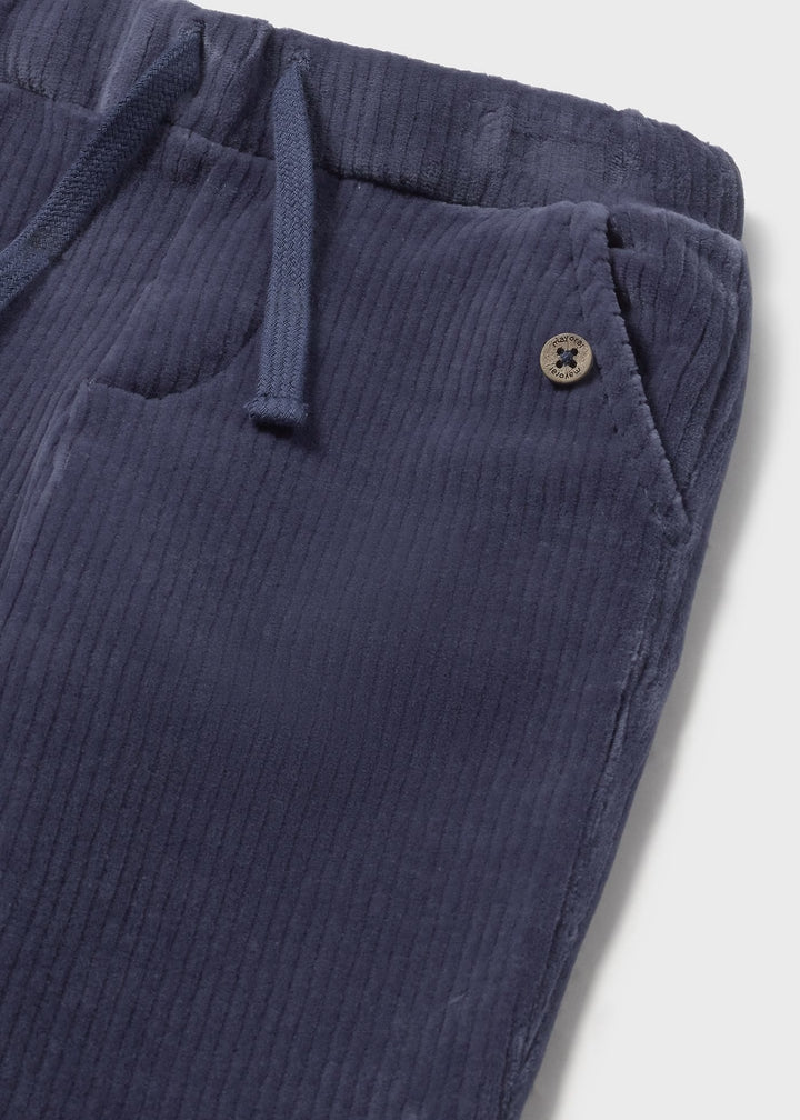 Mayoral Whale Blue Ribbed Pants detail