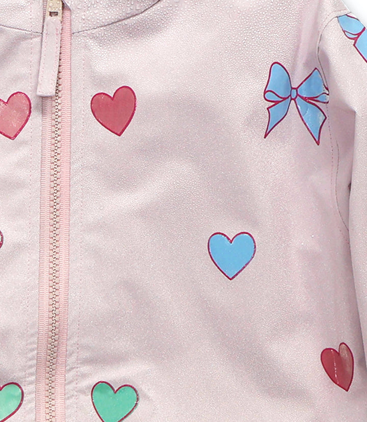 Holly & Beau Hearts & Bows Color Changing Raincoat detail