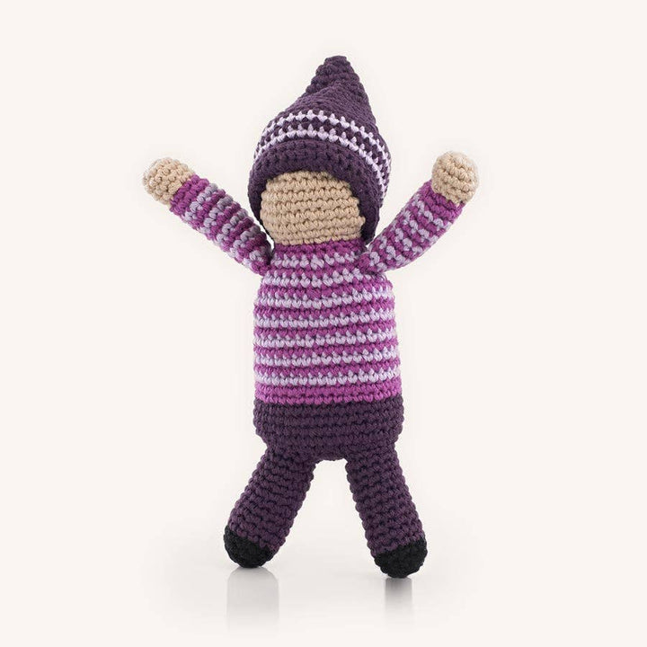 Pebble Child Pixie Baby Doll Rattle purple