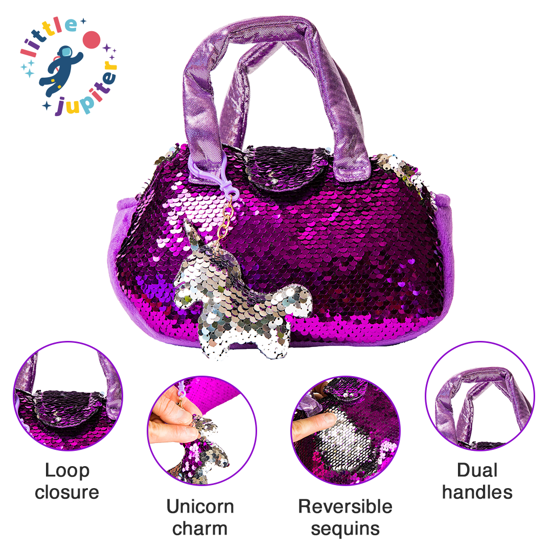 Little Jupiter Sequined Unicorn in Bag features