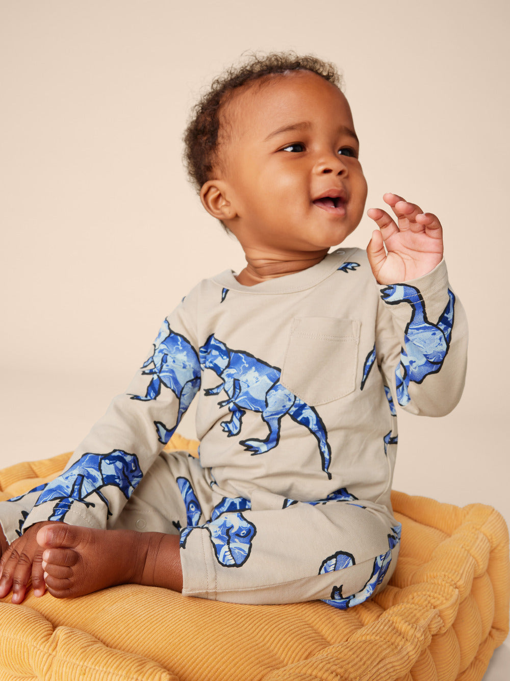 Tea Collection T-Rex in Marble Pocket Romper model