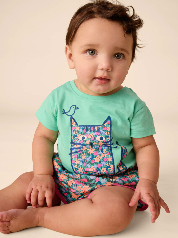 Tea Collection Floral Cat Baby Tee model