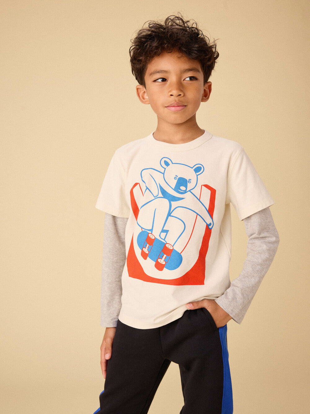 Tea Collection Skater Moon Bear Layered Tee model